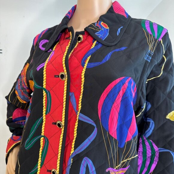 CARLISLE Balloon Print Silk Printed Jacket Coat - Picture 4 of 6